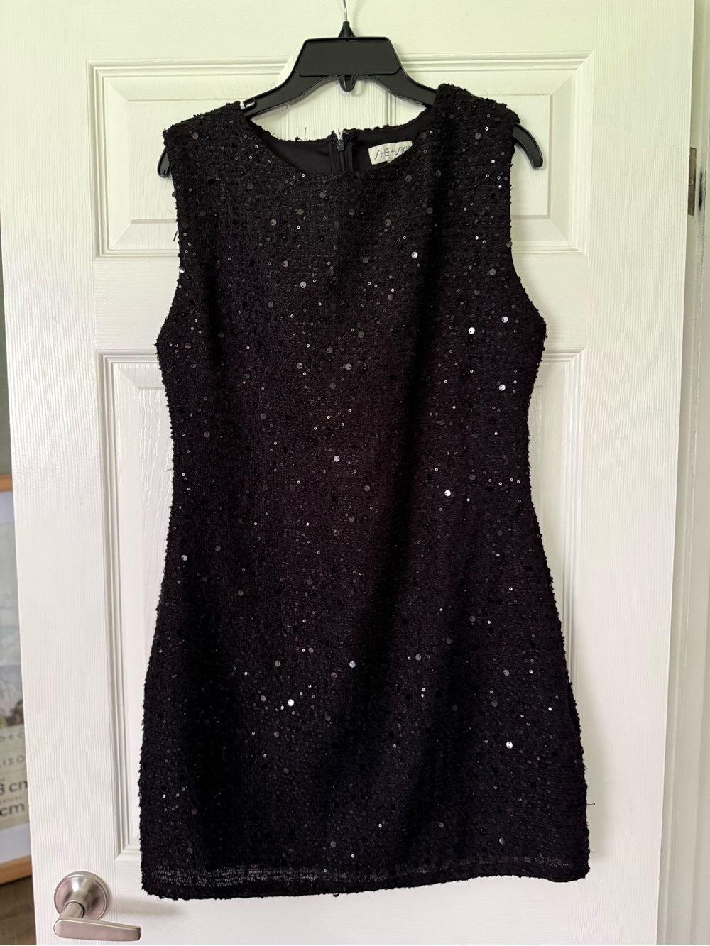 She and Sky Black Sequin Sleeveless Mini Dress